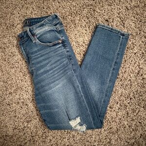 Abercrombie & Fitch Simone High Rise Ankle Jeans Medium Wash Distressed Size 27